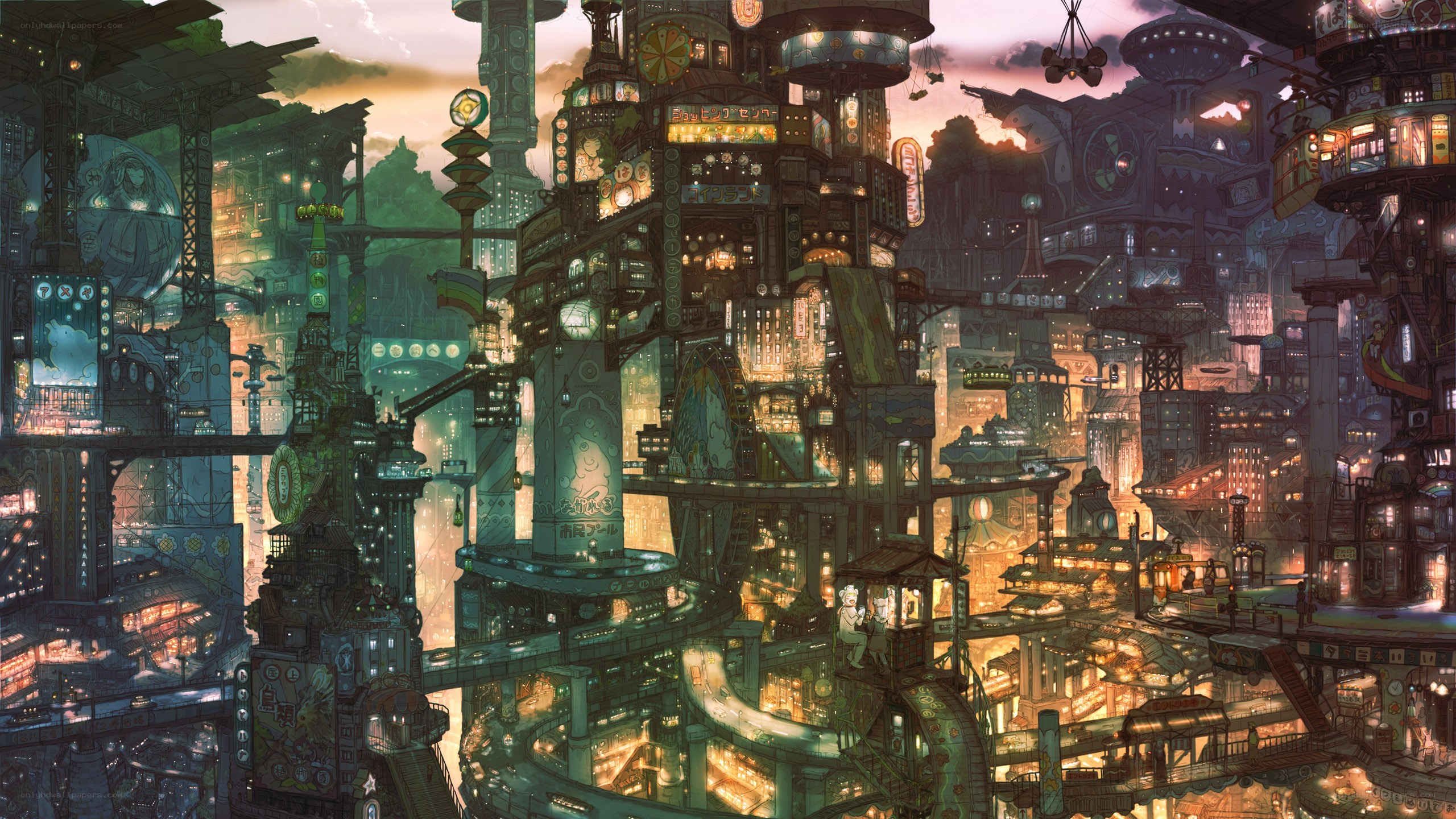 futuristic cityscape at dusk