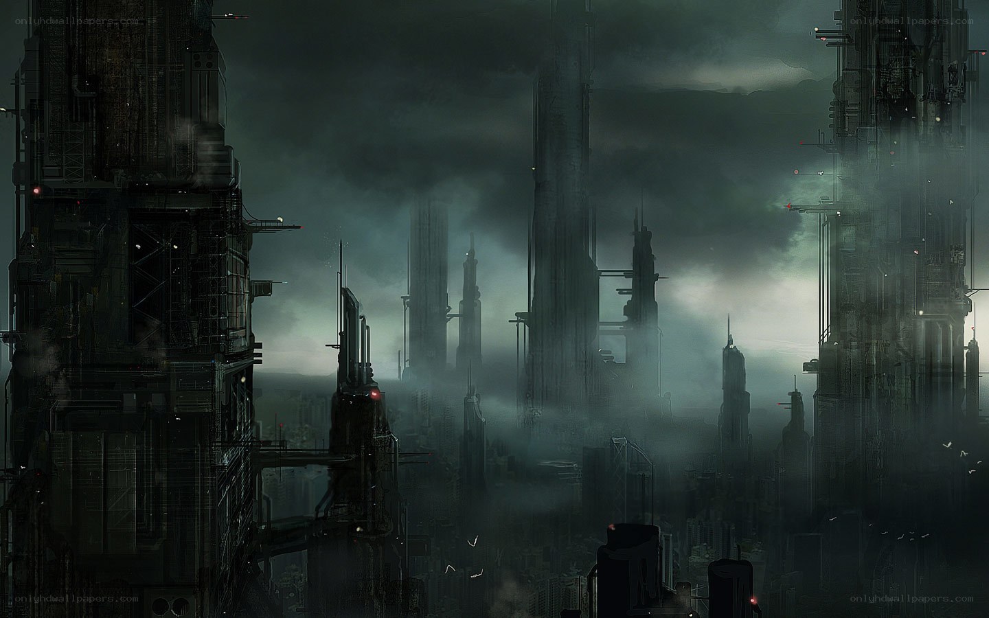futuristic cityscape at dusk