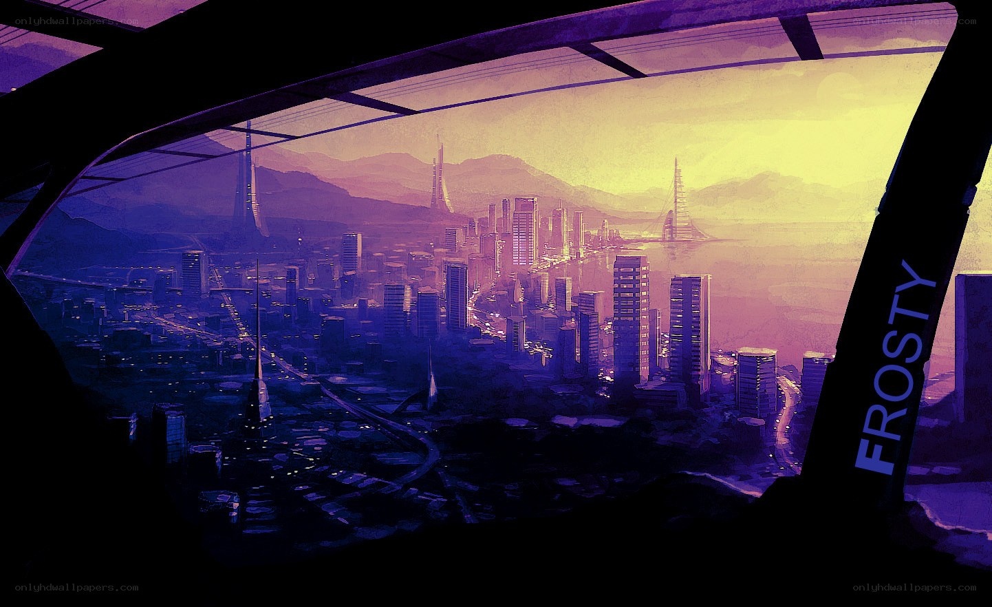 futuristic cityscape at dusk
