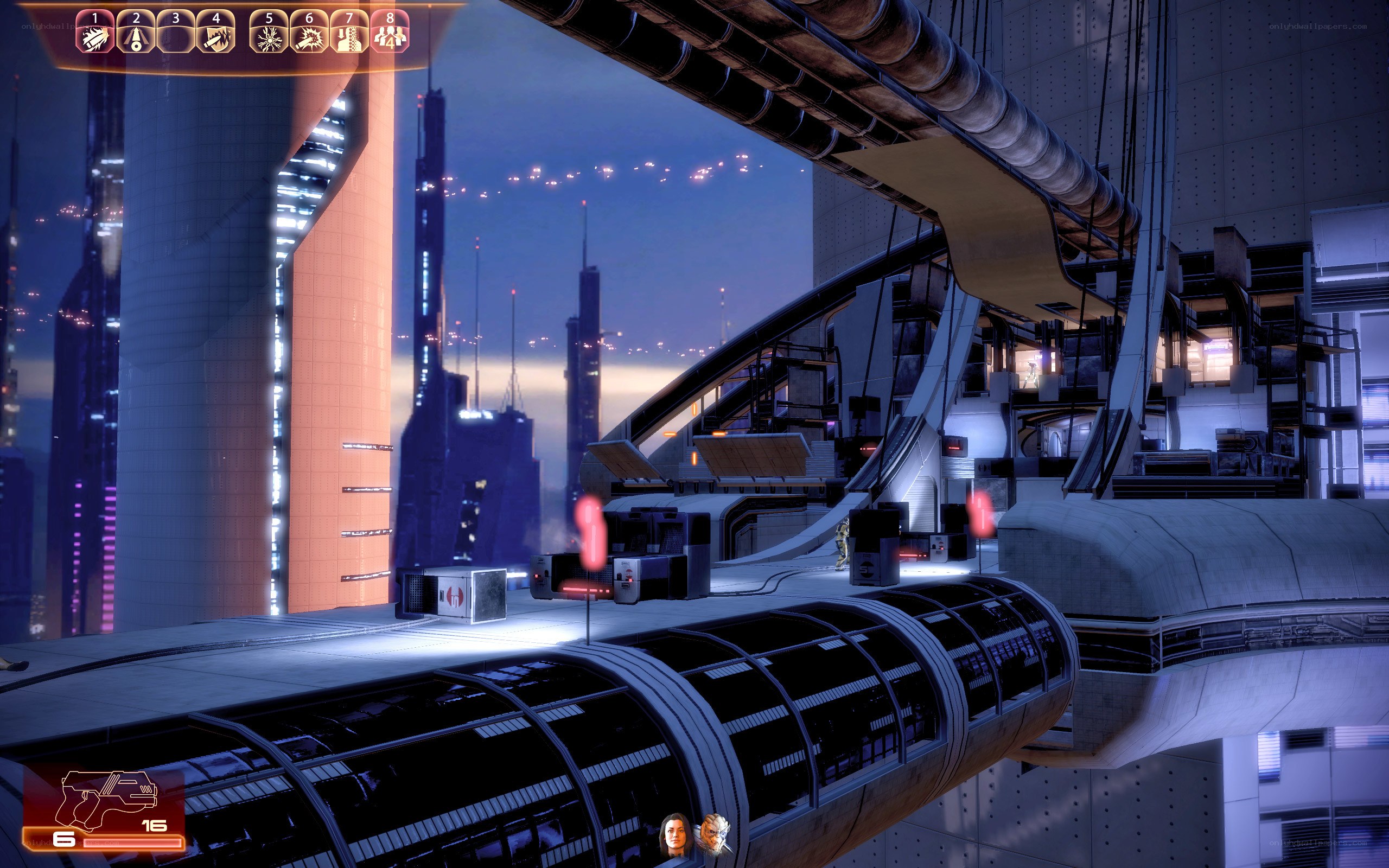 futuristic cityscape at dusk
