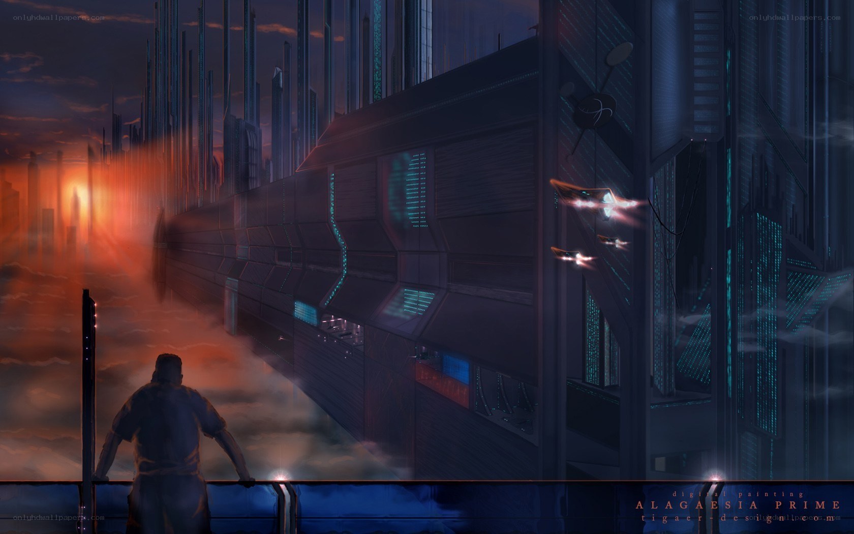 futuristic cityscape at dusk