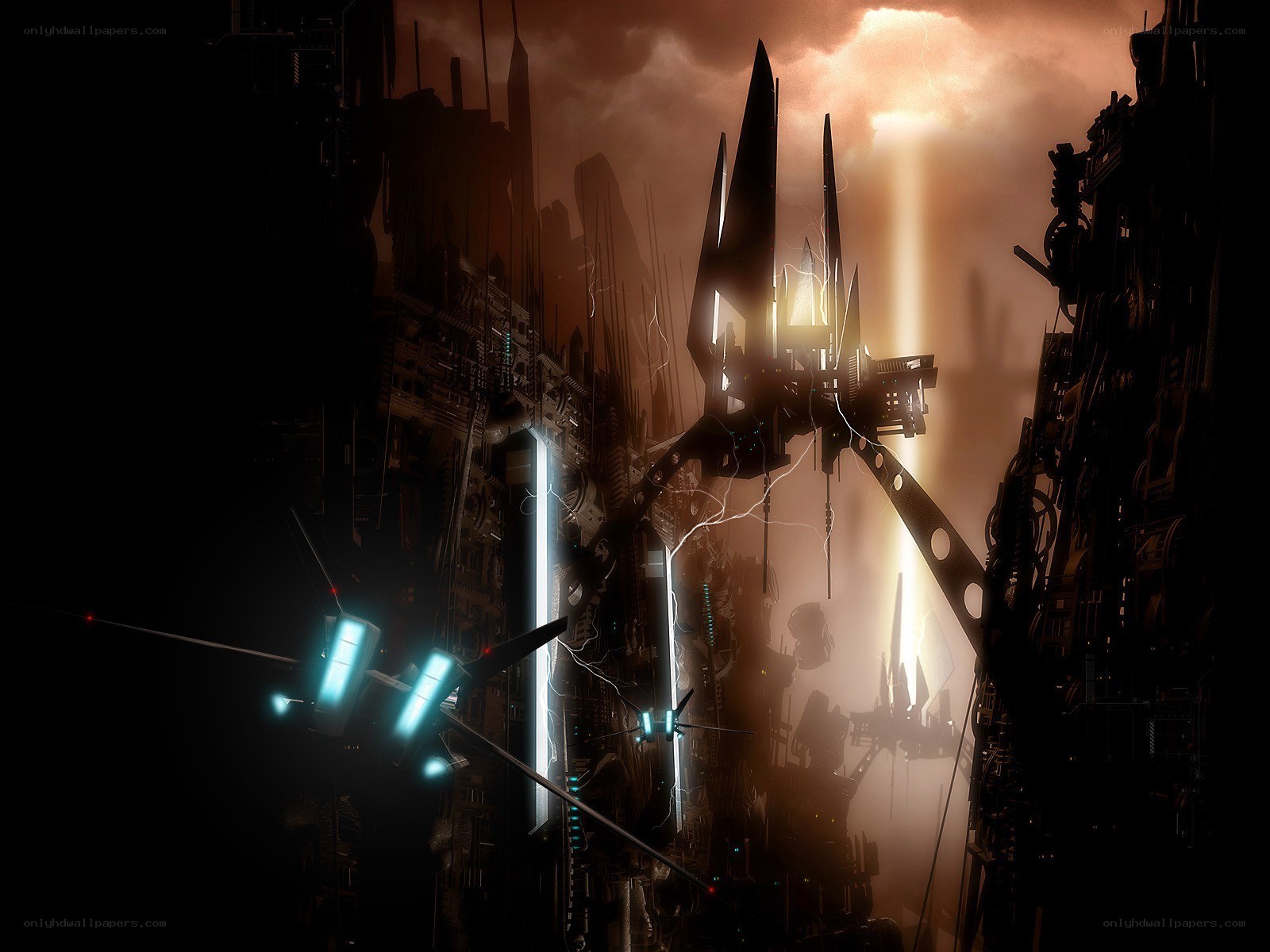 futuristic cityscape at dusk