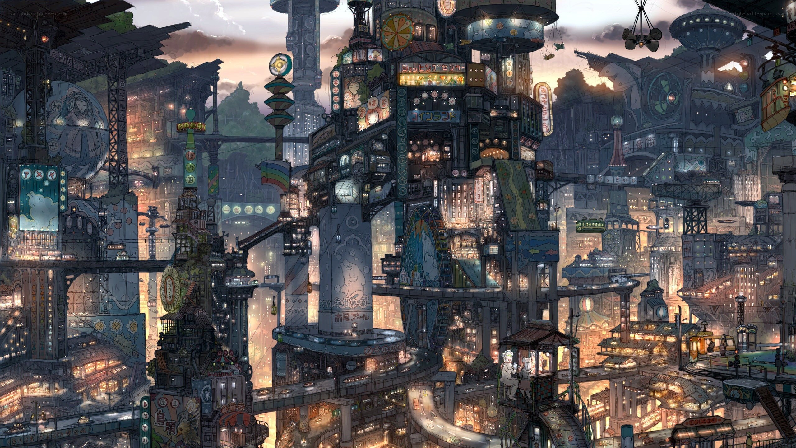futuristic cityscape at dusk