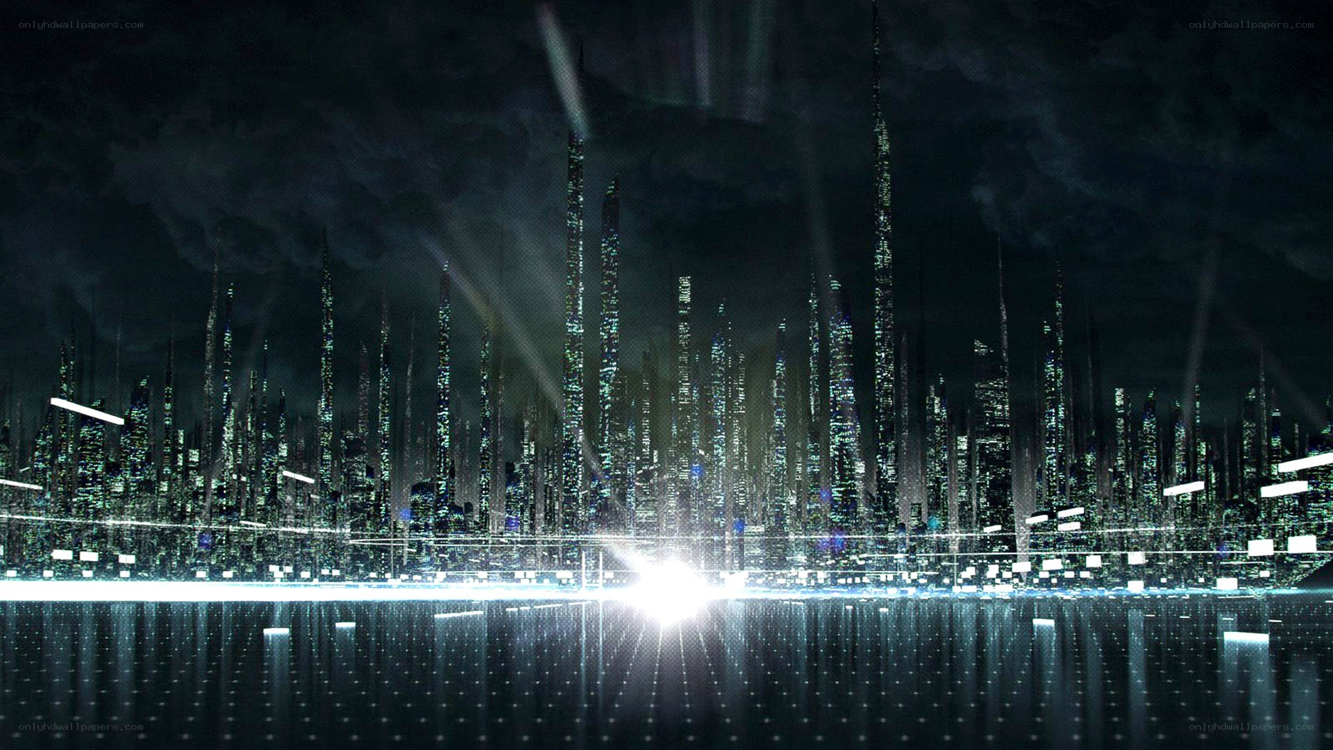 futuristic cityscape at night