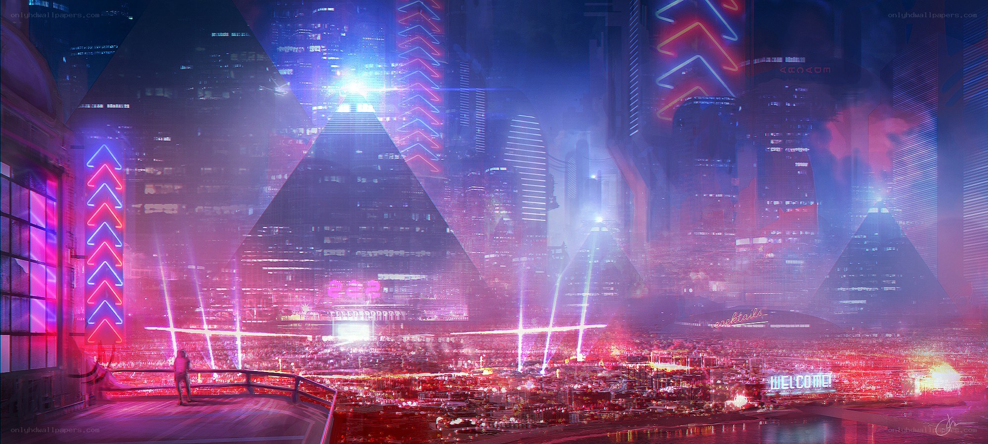 futuristic cityscape at night