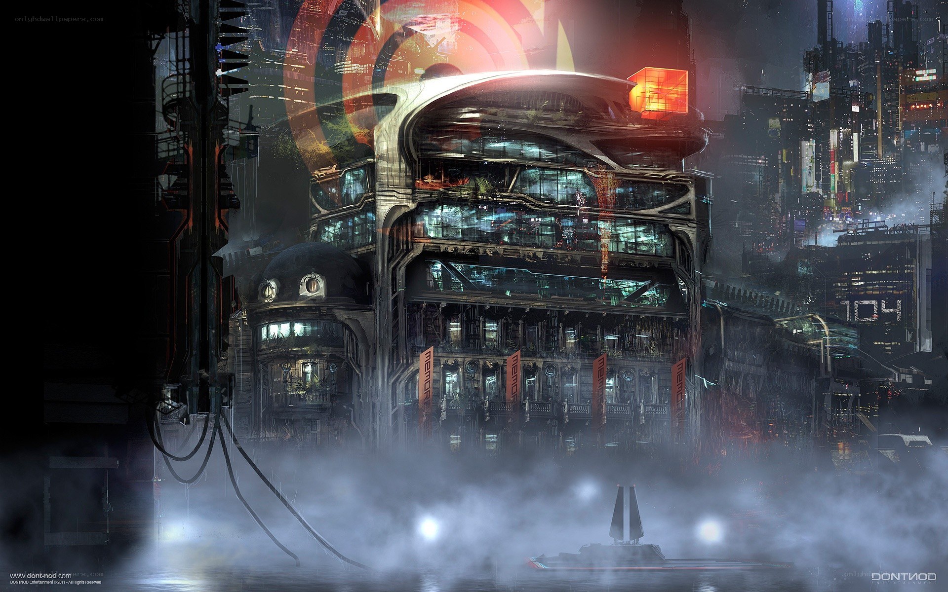 futuristic cityscape at night