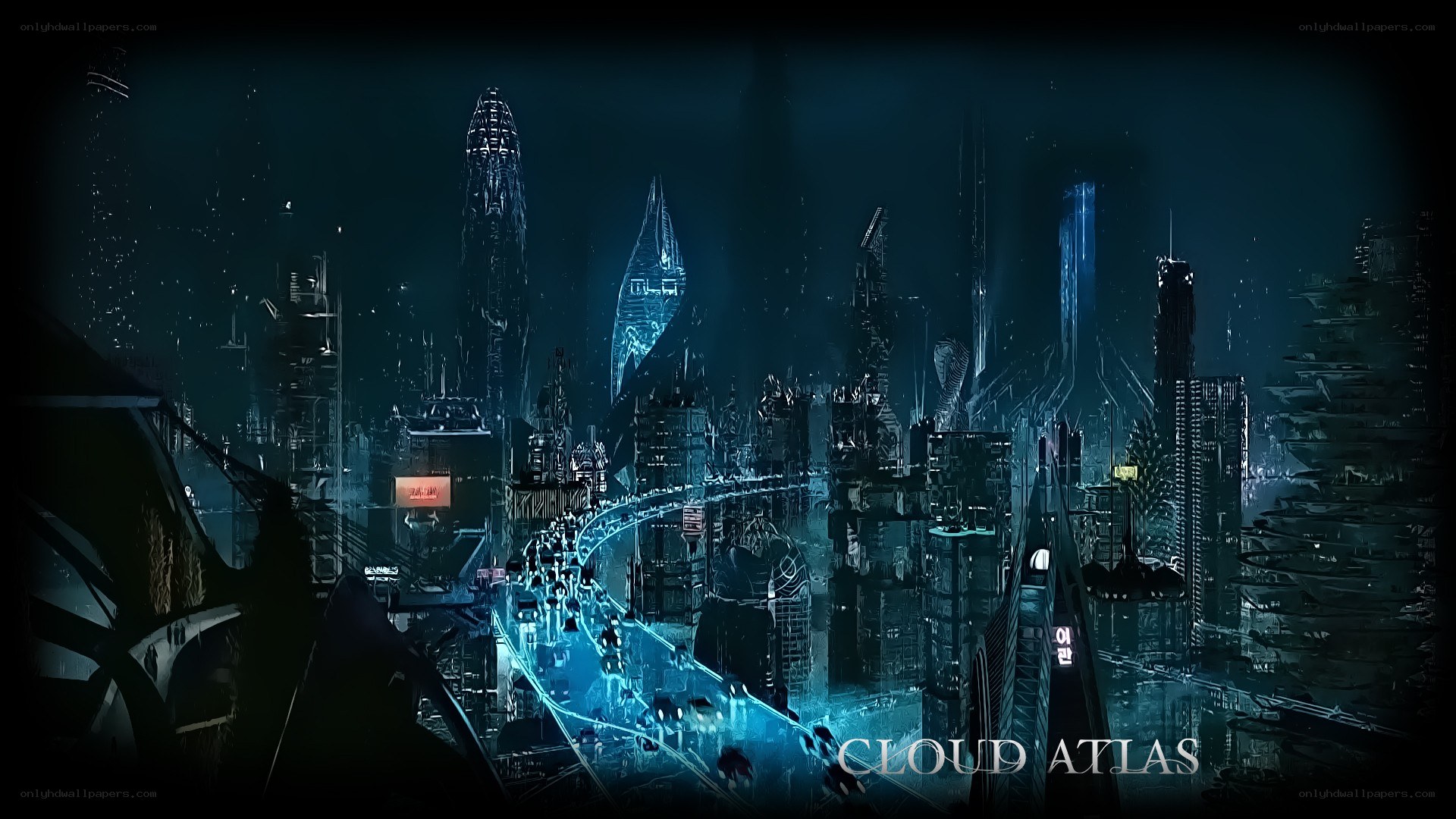 futuristic cityscape at night