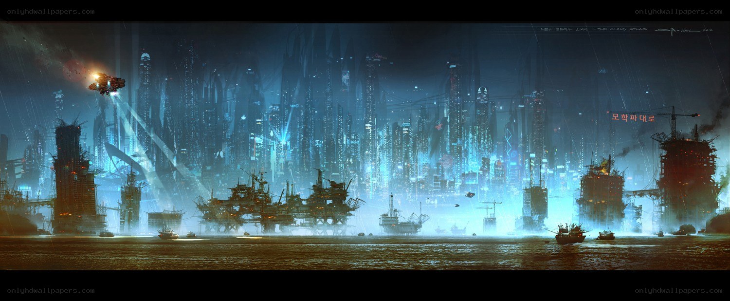 futuristic cityscape at night