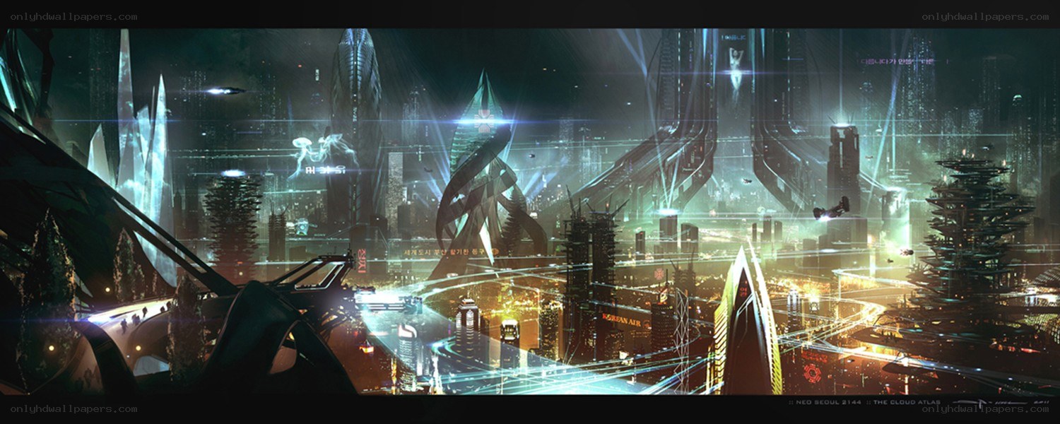 futuristic cityscape at night