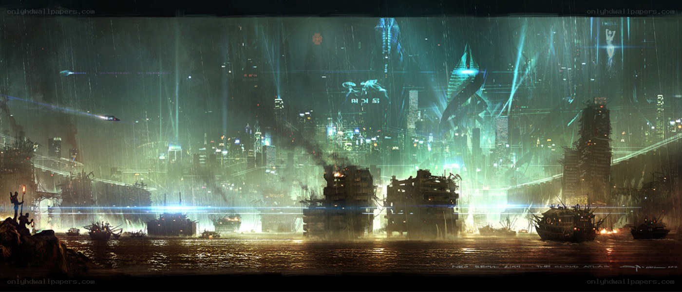 futuristic cityscape at night
