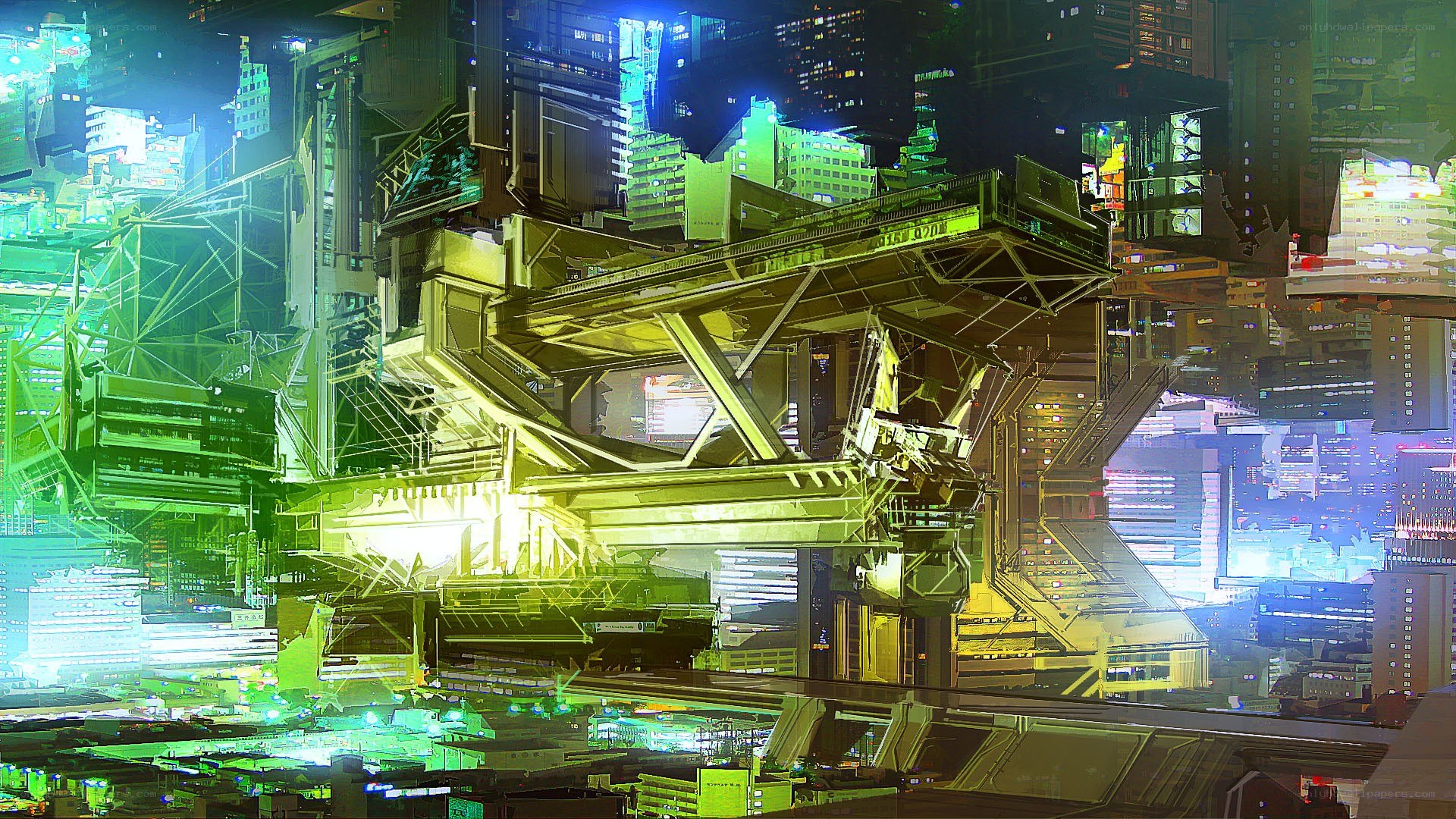 futuristic cityscape at night