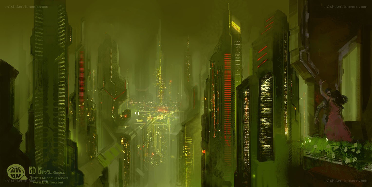 futuristic cityscape at night