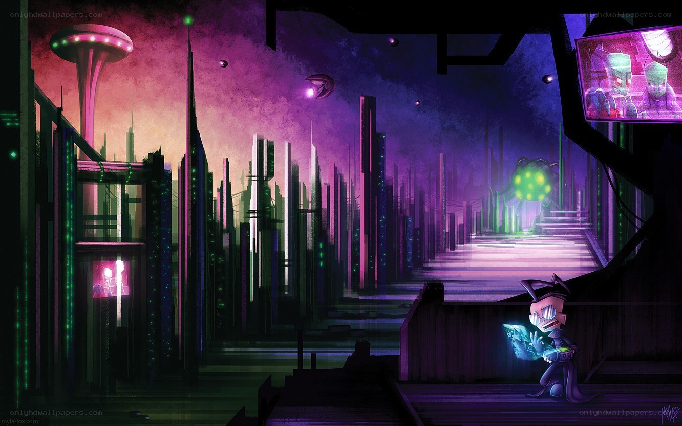 futuristic cityscape at night