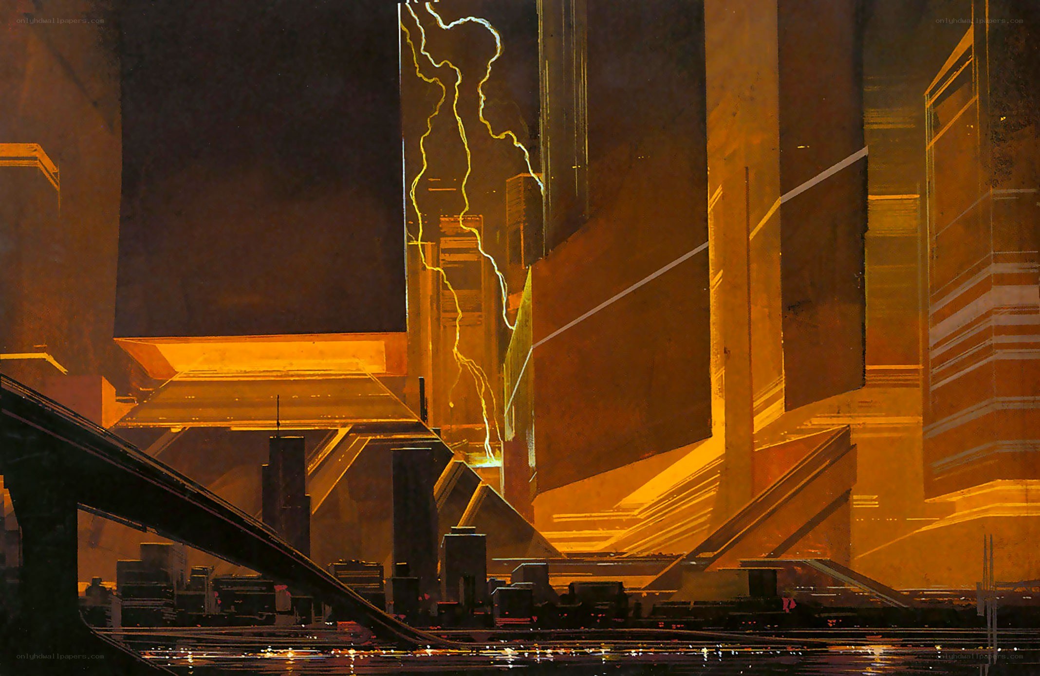 futuristic cityscape at night
