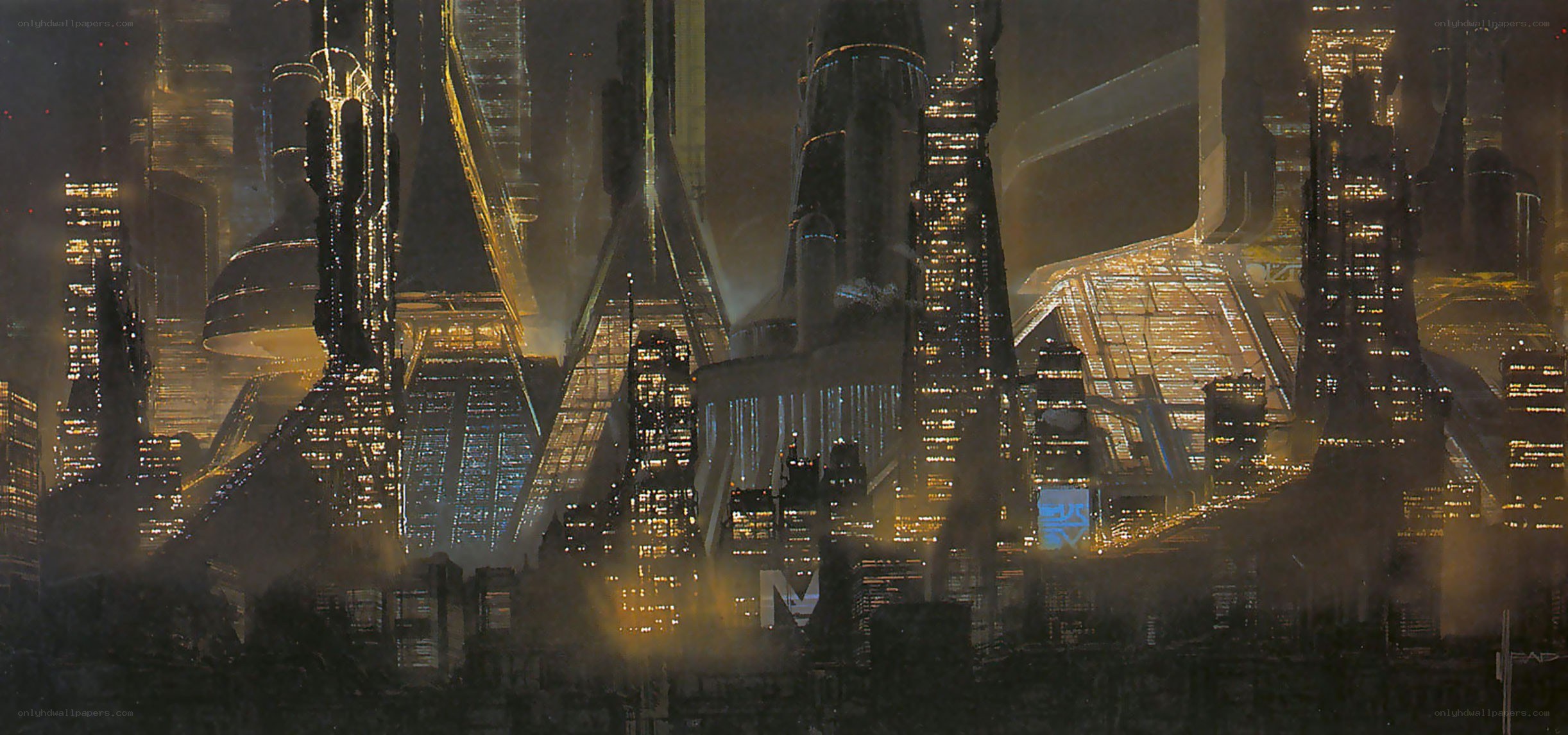futuristic cityscape at night