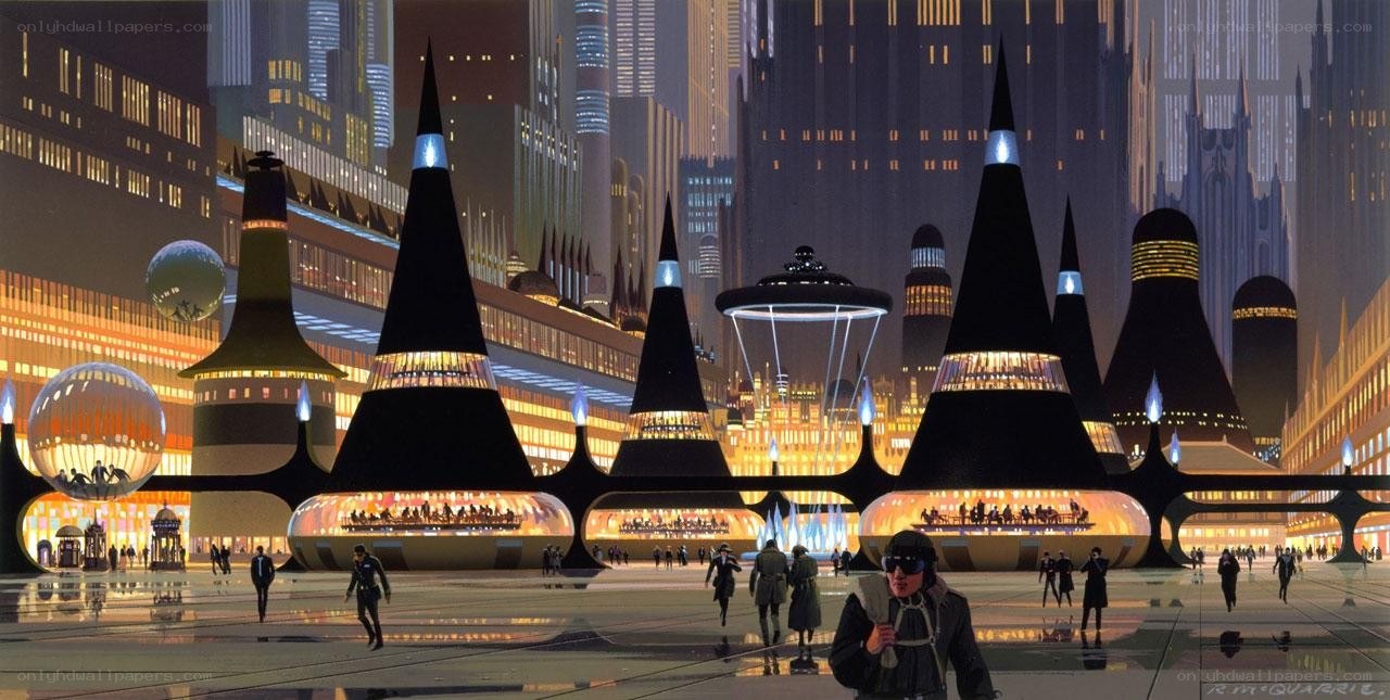 futuristic cityscape at night