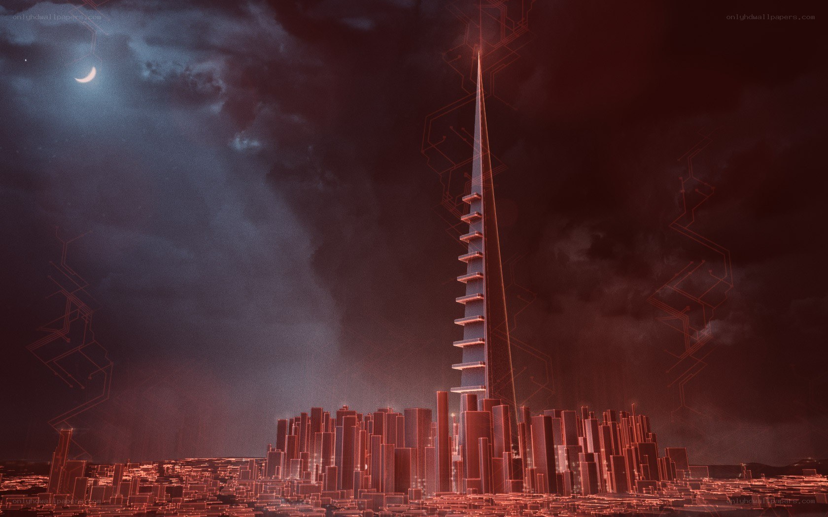 futuristic cityscape at night