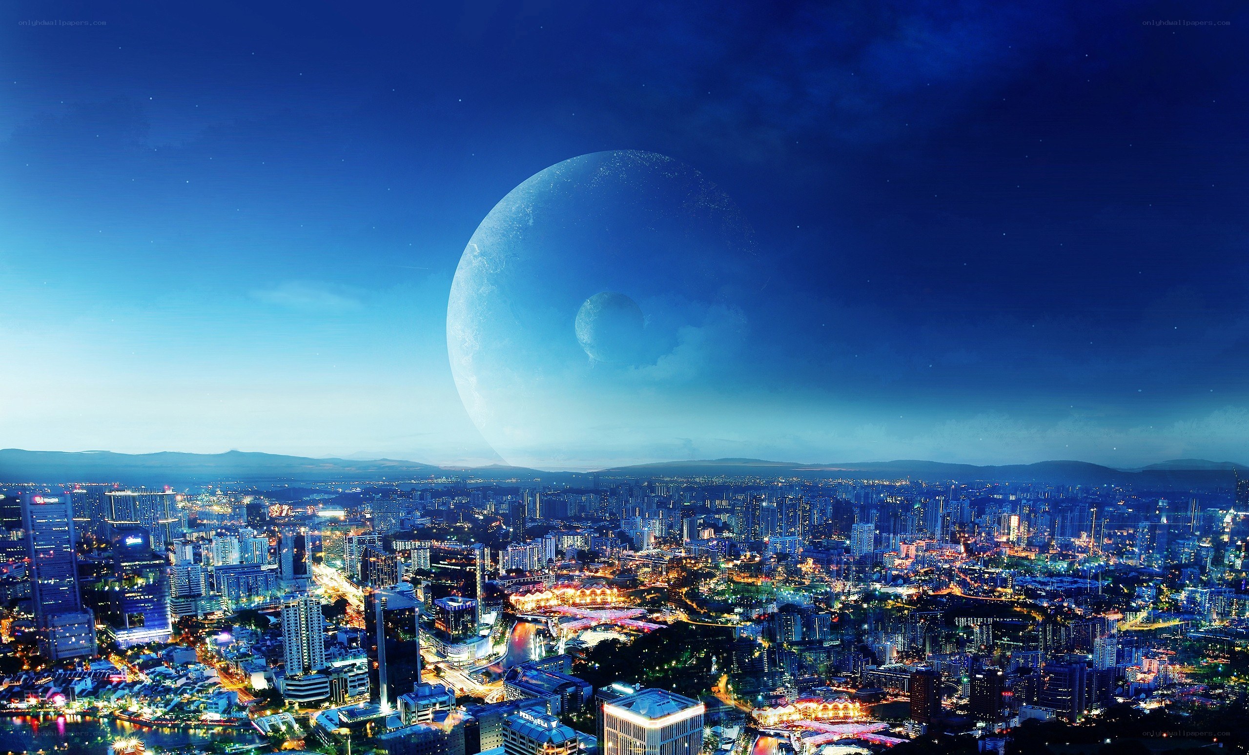 futuristic cityscape at night
