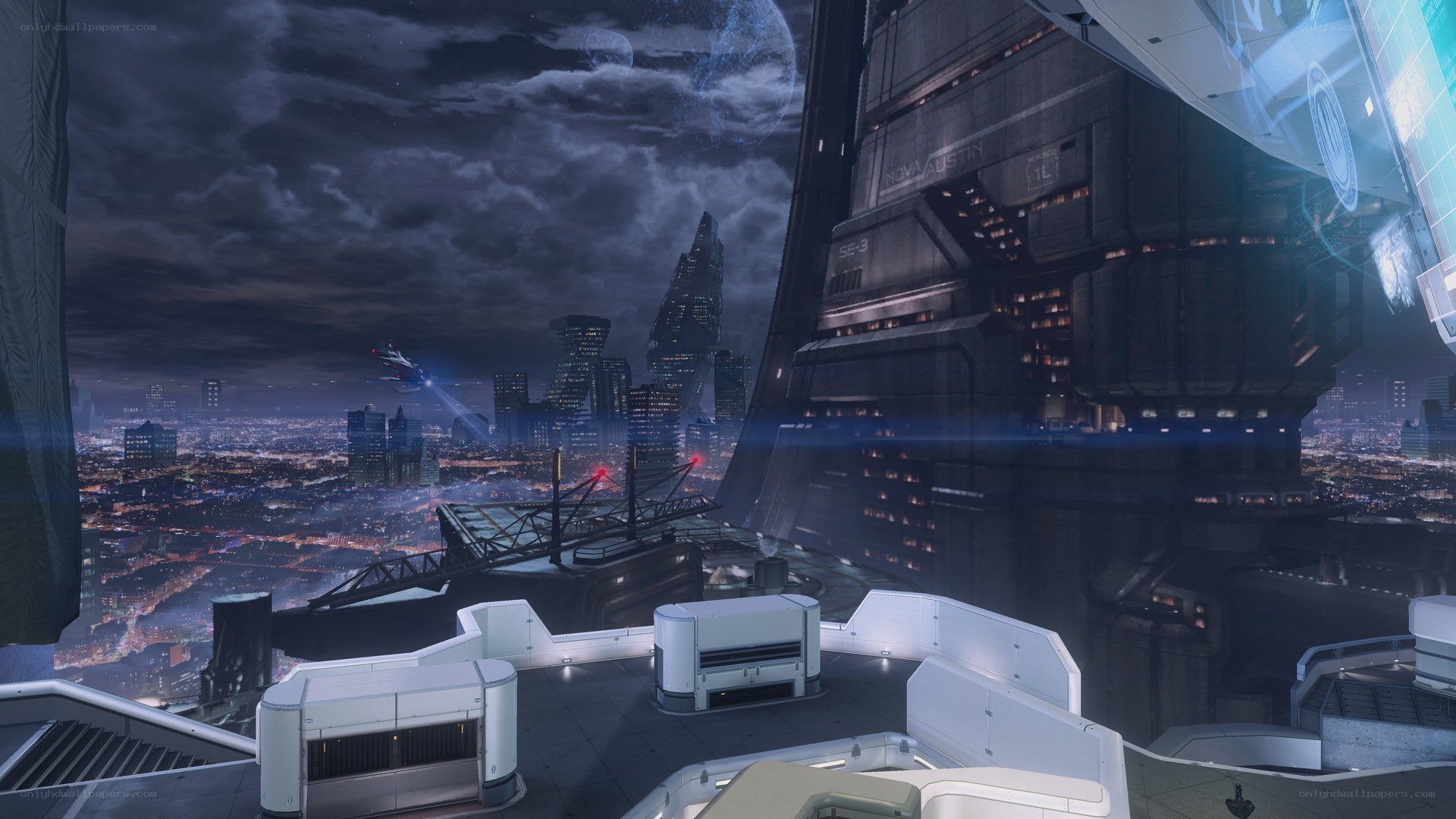 futuristic cityscape at night