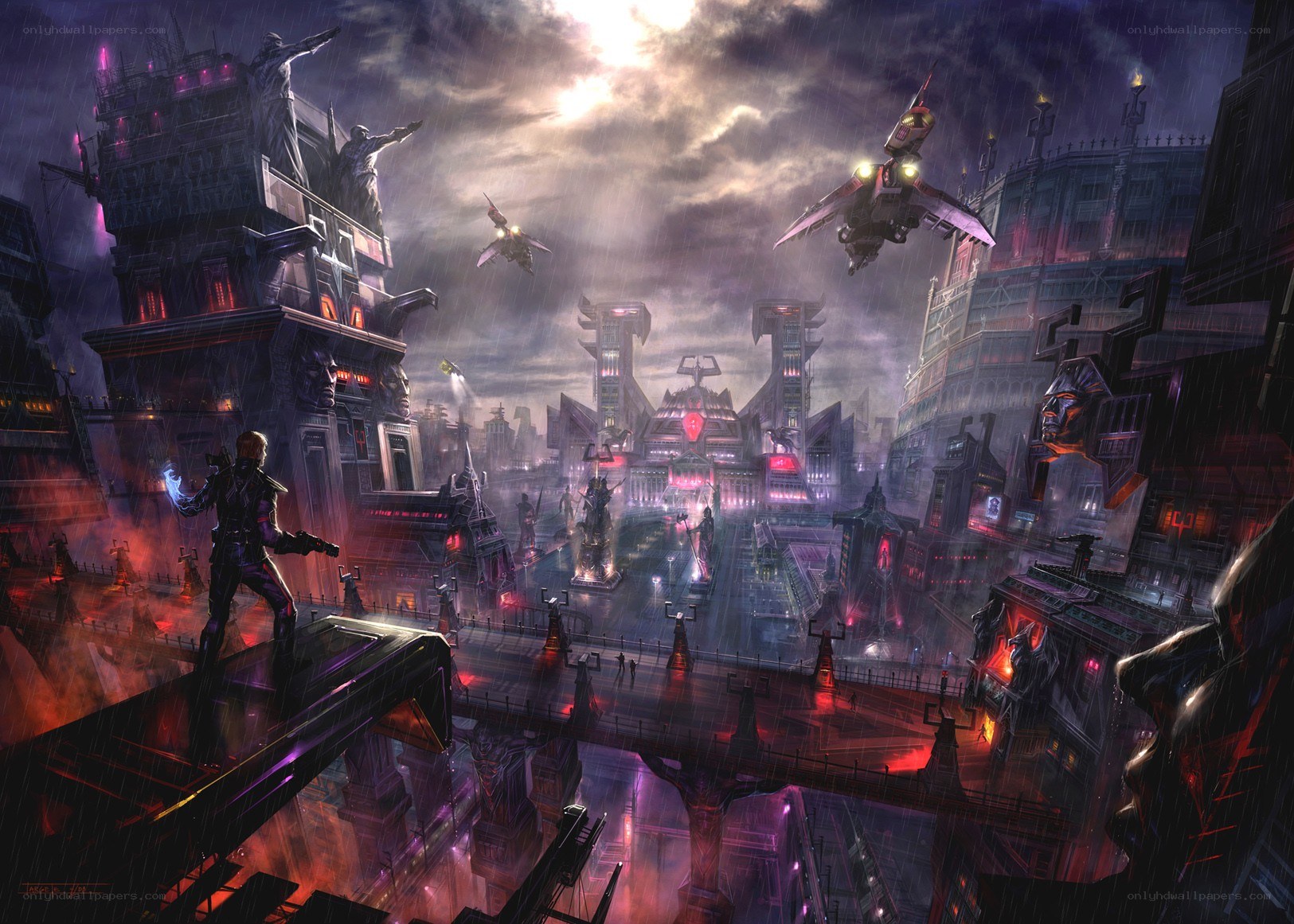 futuristic cityscape at night