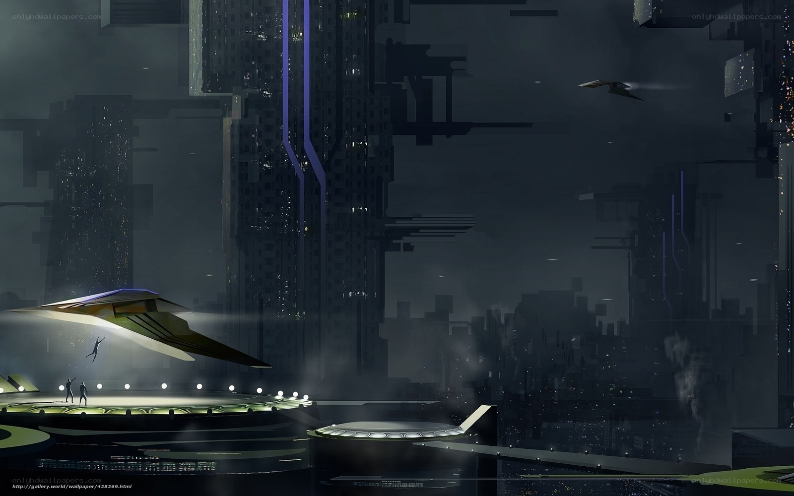 futuristic cityscape at night