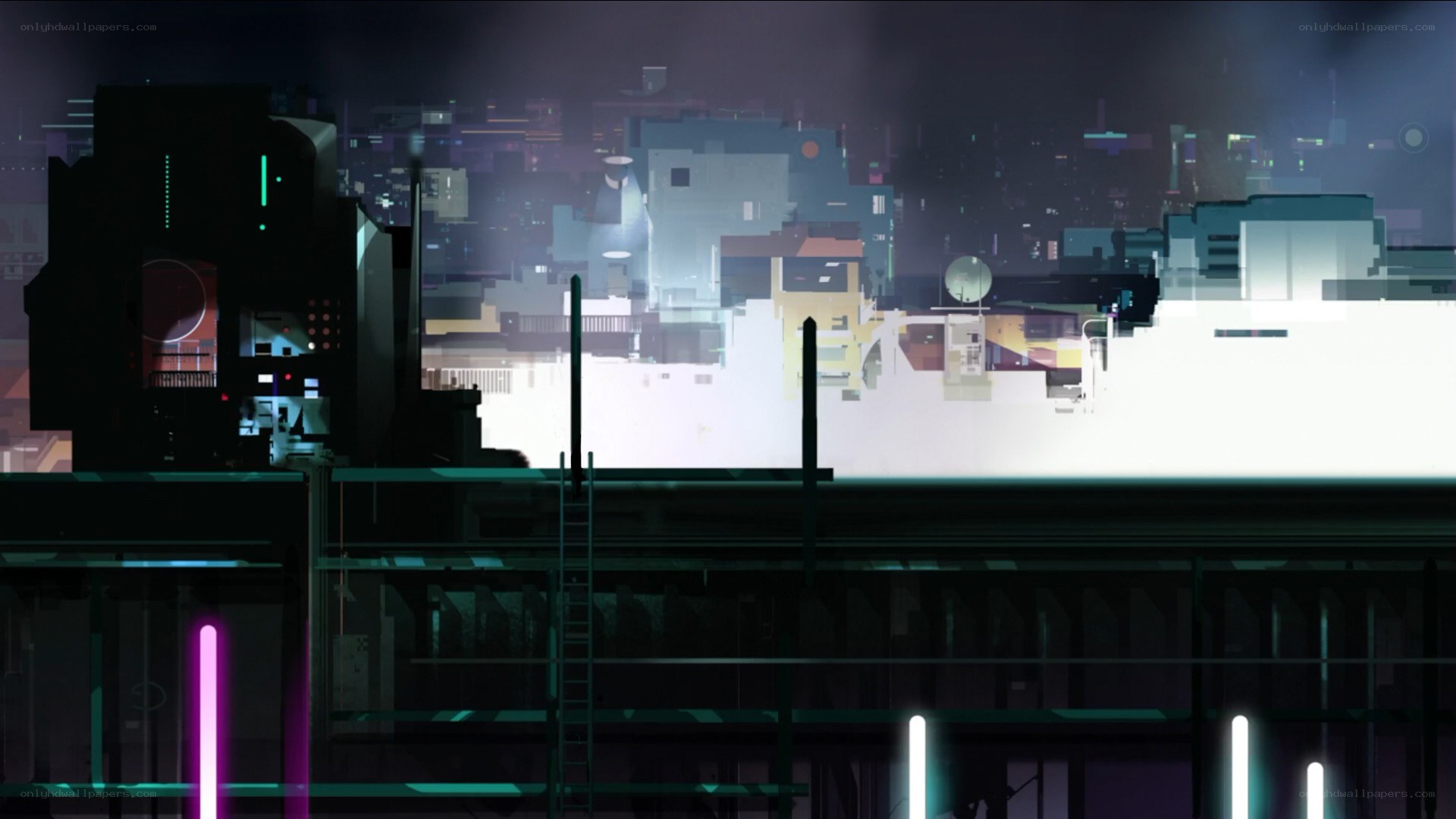 futuristic cityscape at night