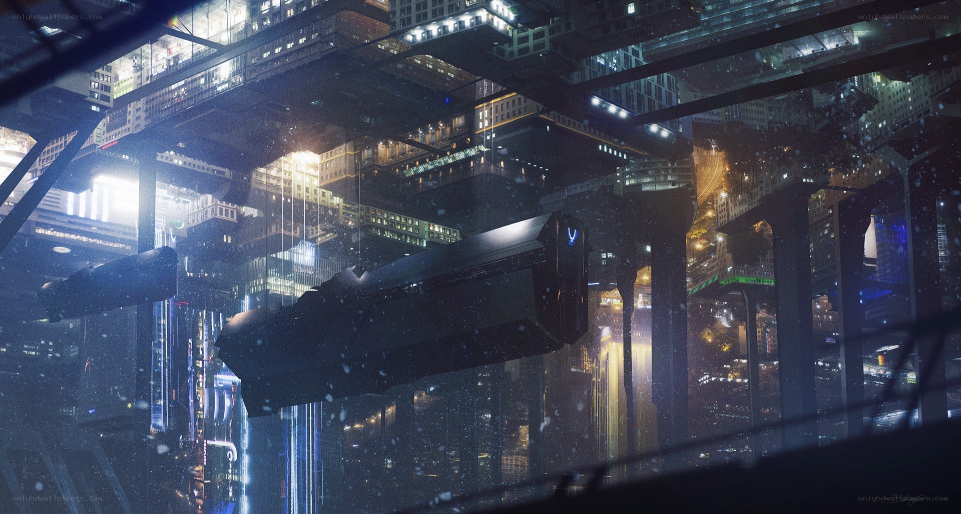 futuristic cityscape at night