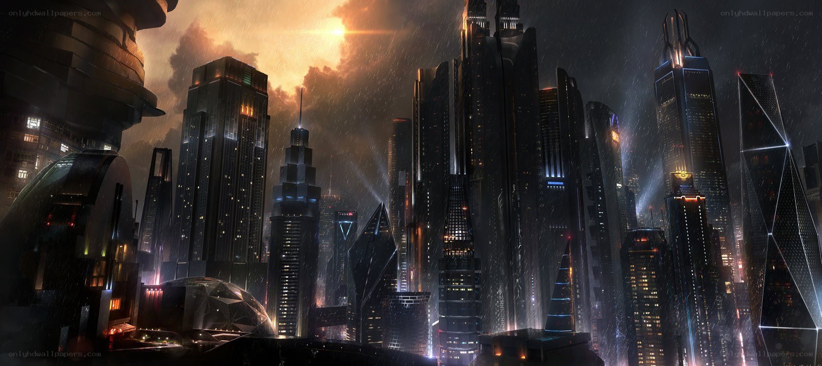 futuristic cityscape at night