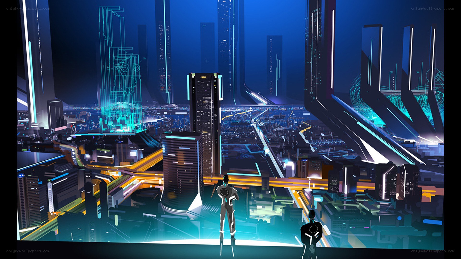 futuristic cityscape at night