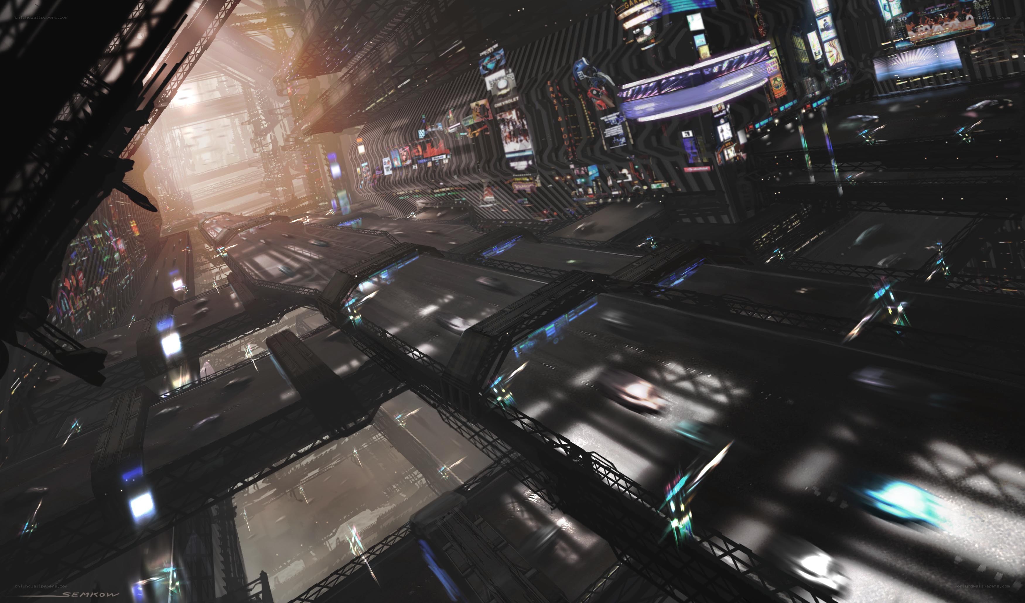 futuristic cityscape at night
