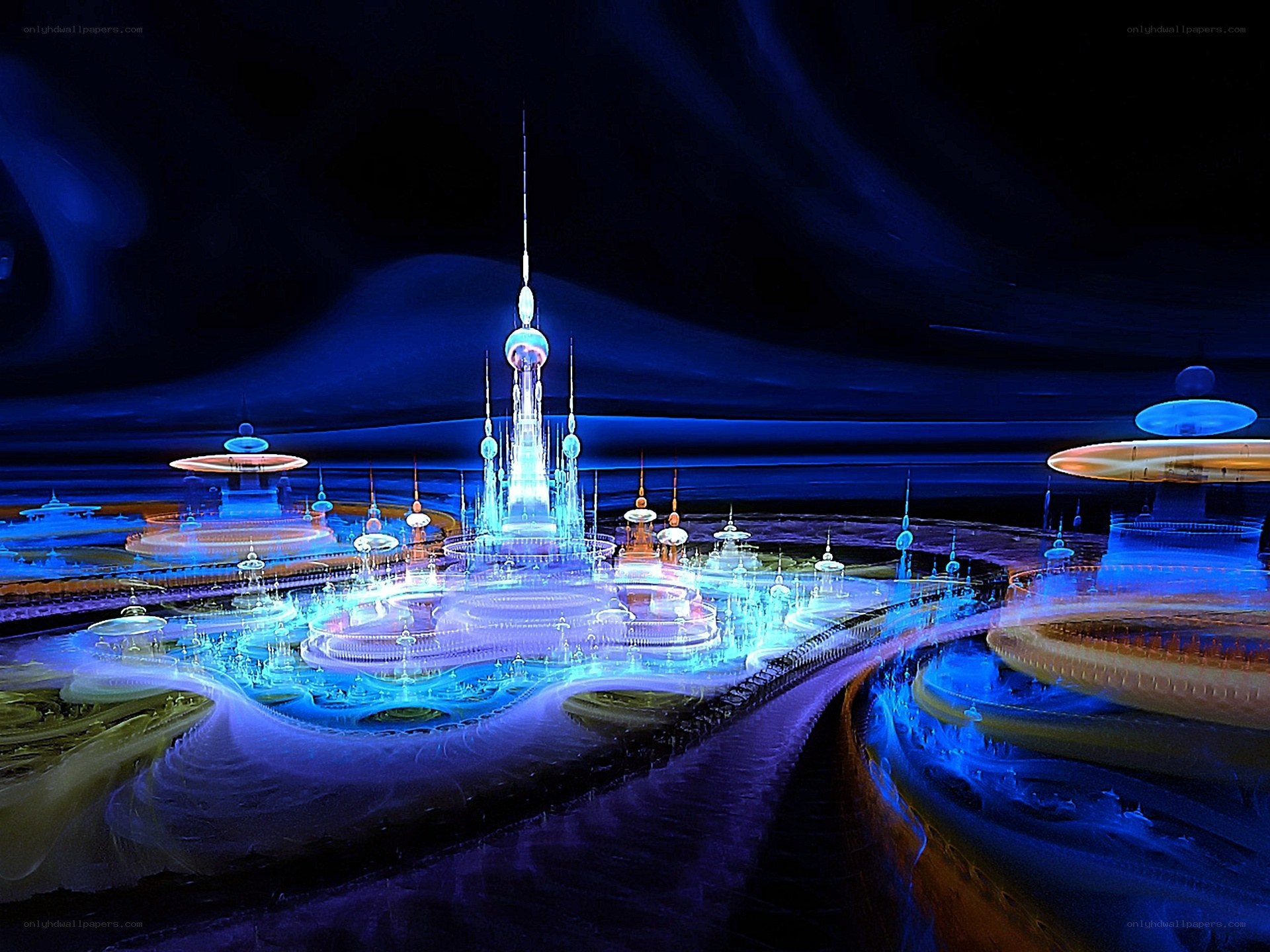 futuristic cityscape at night