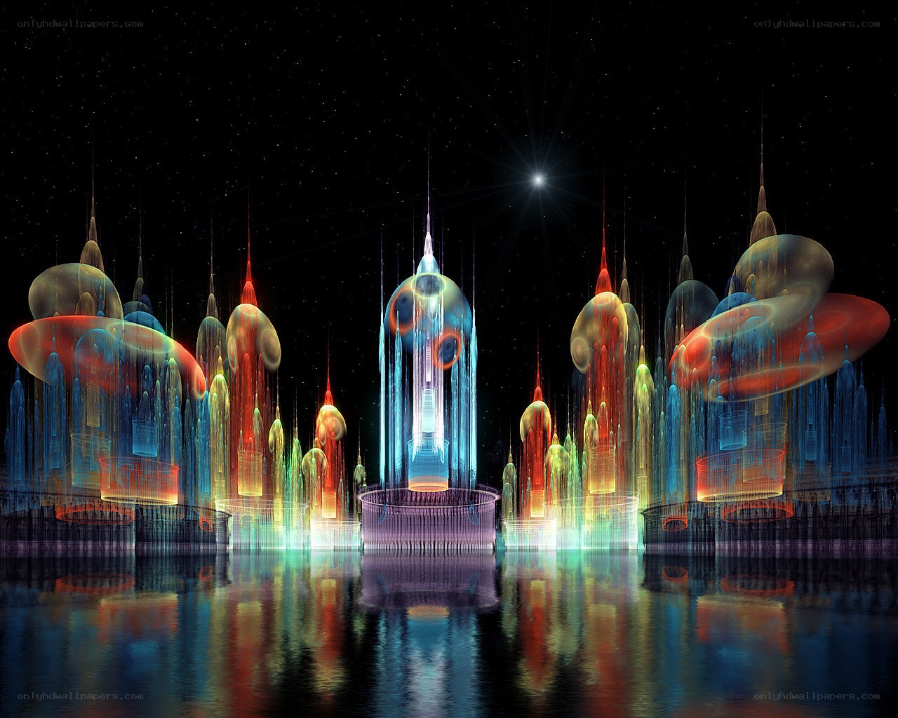 futuristic cityscape at night