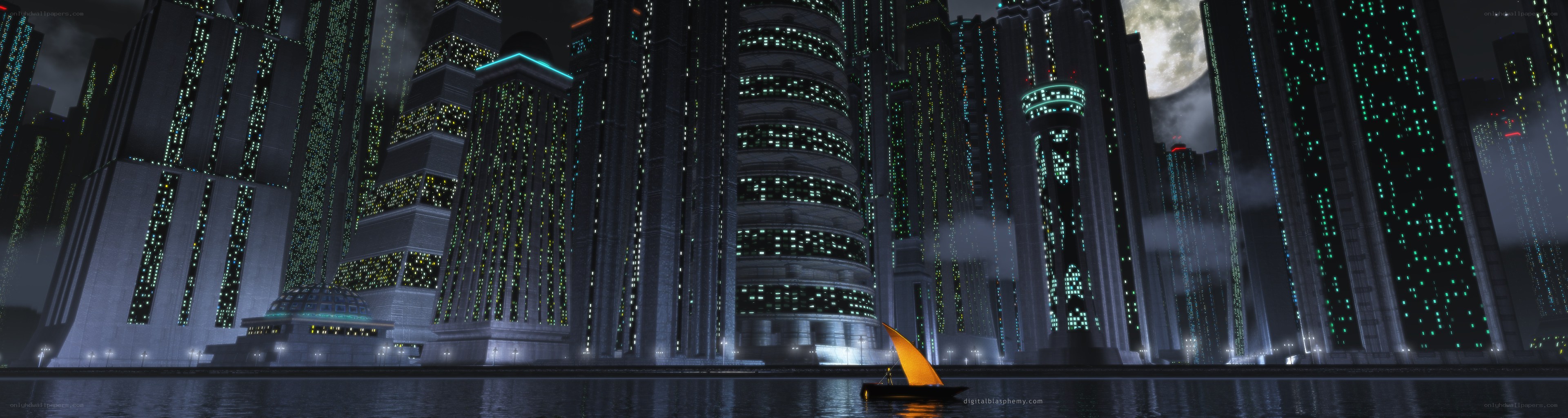 futuristic cityscape at night
