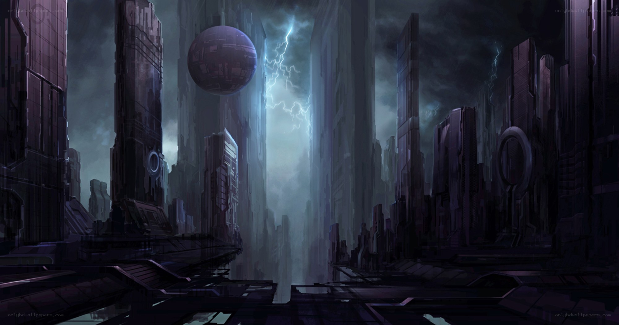 futuristic cityscape at night