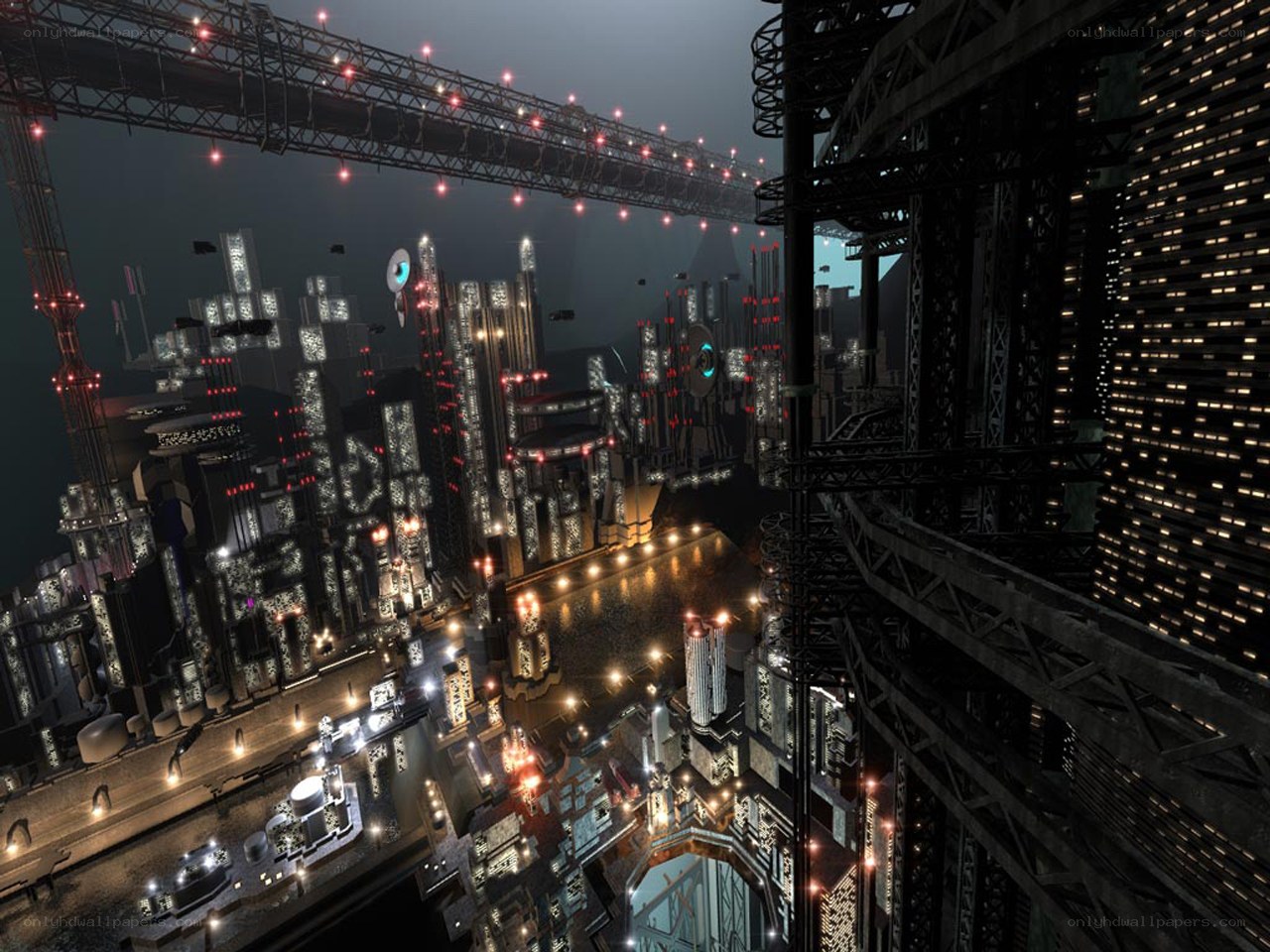 futuristic cityscape at night