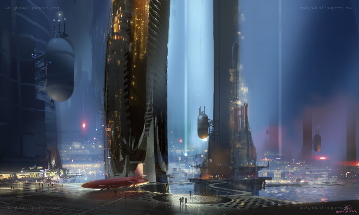 futuristic cityscape at night