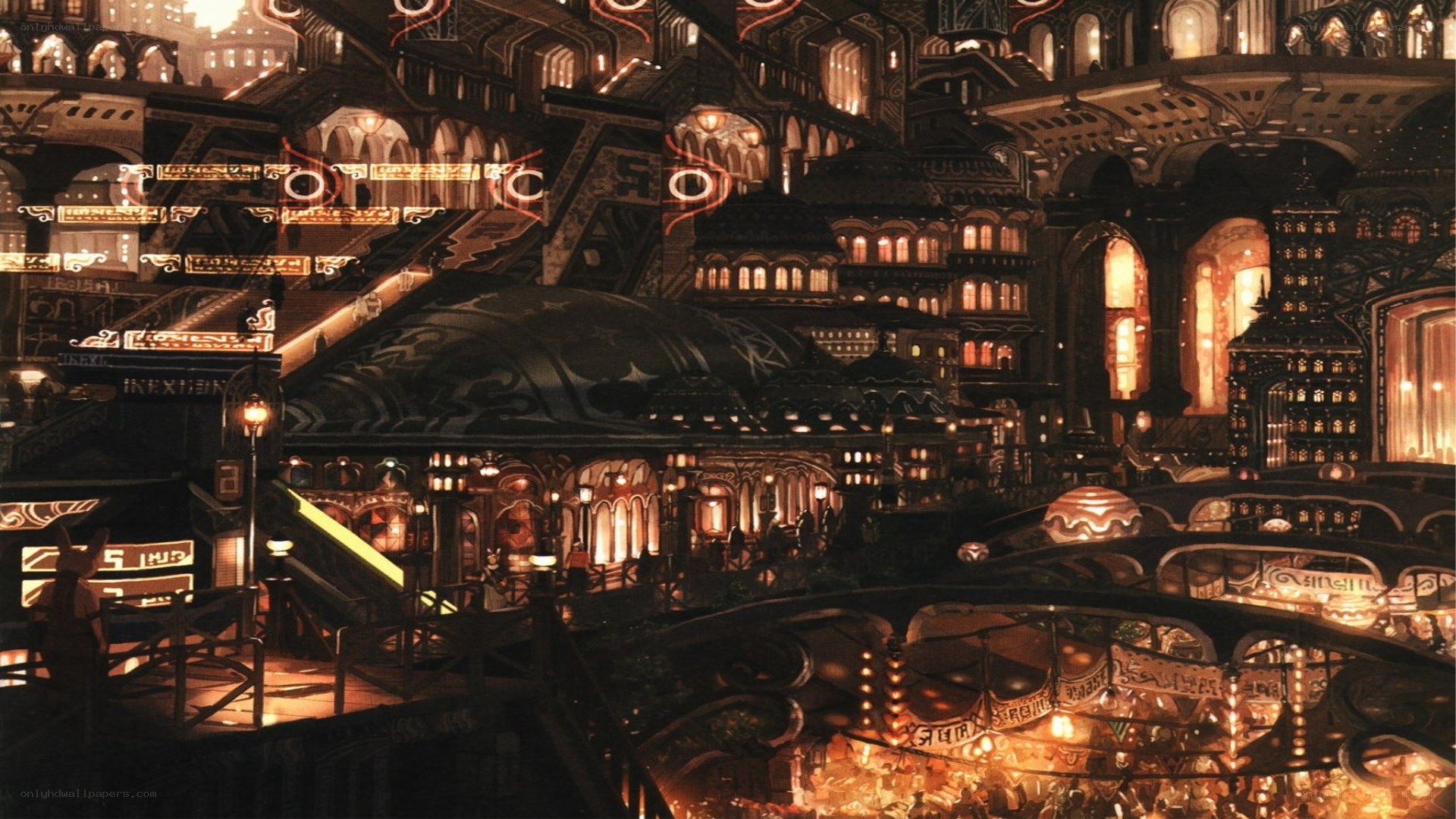 futuristic cityscape at night