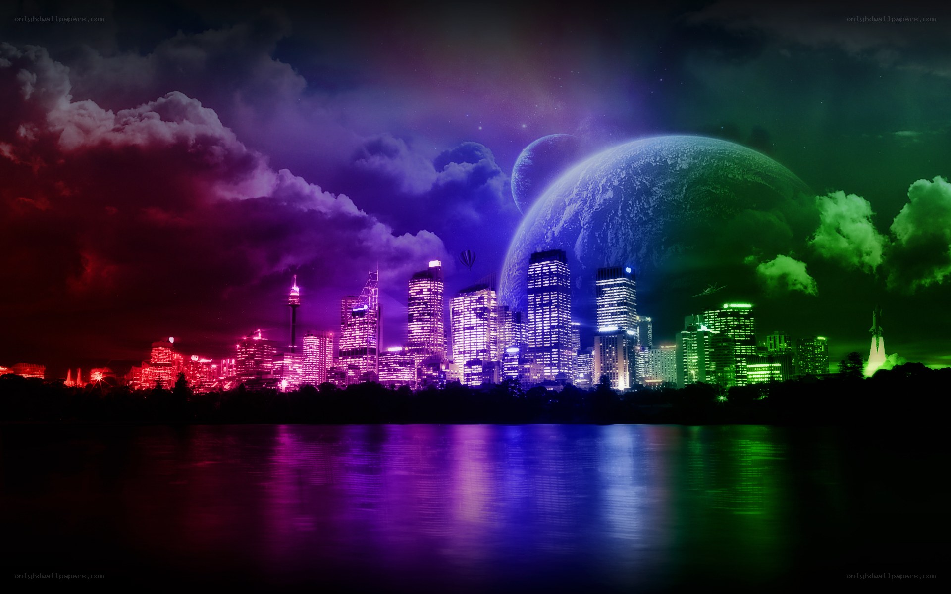 futuristic cityscape at night