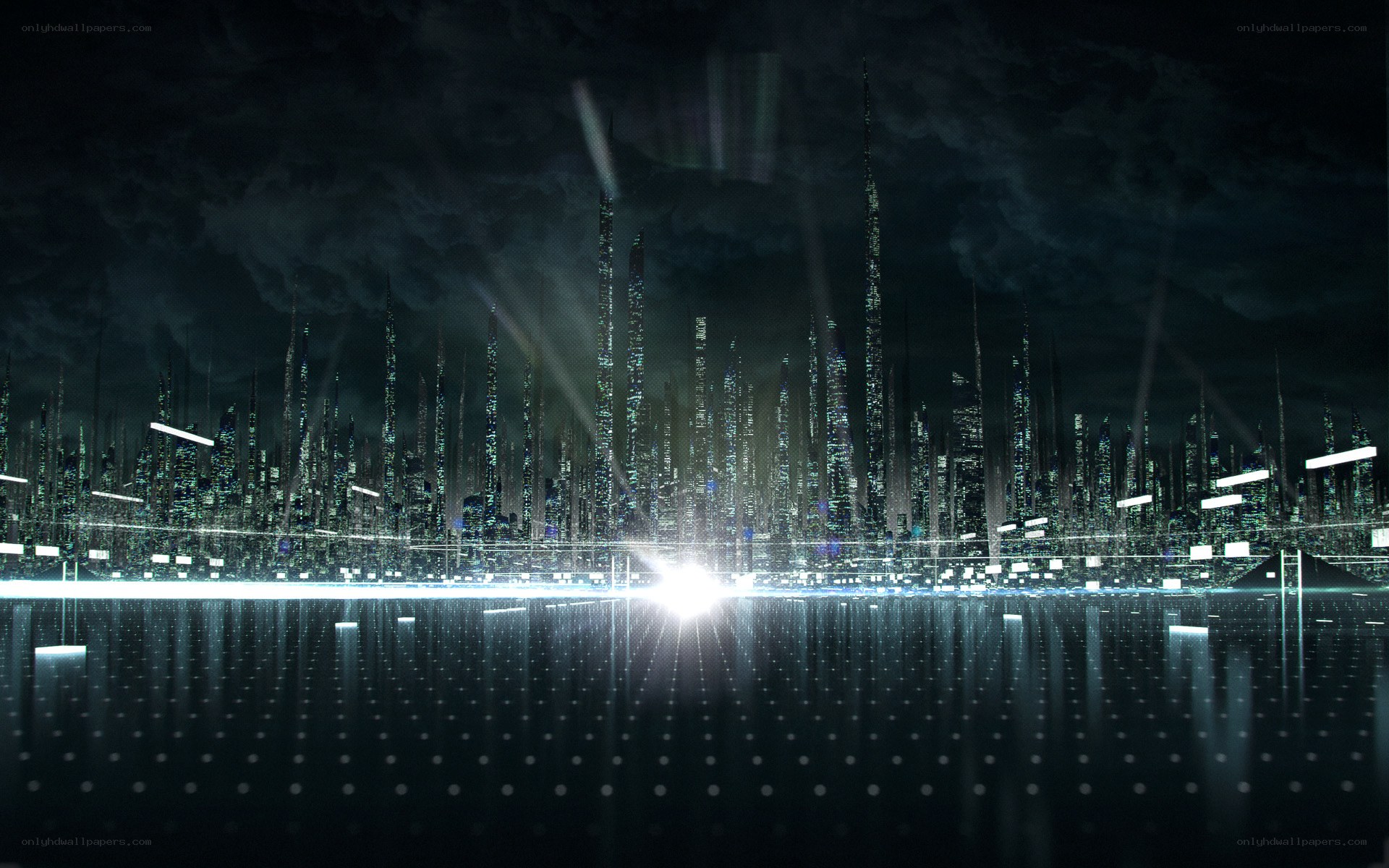 futuristic cityscape at night