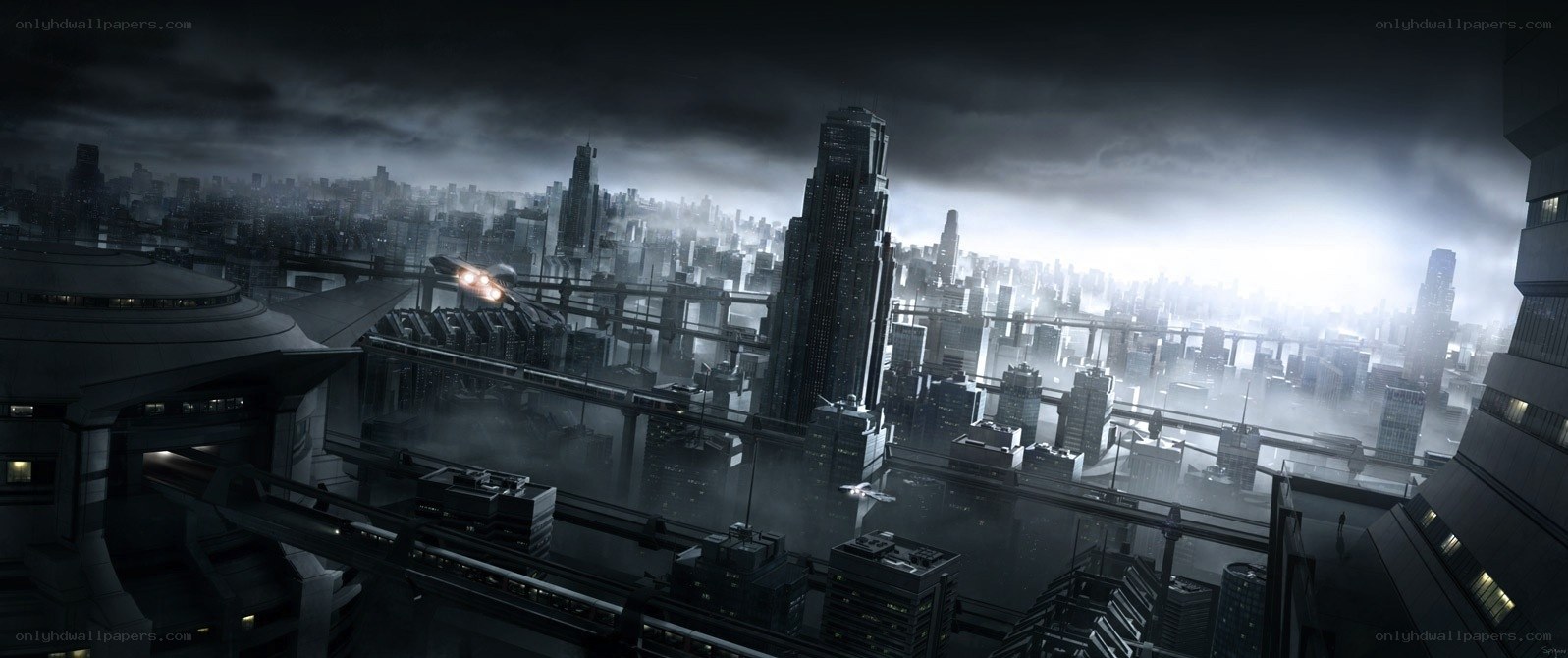futuristic cityscape at night