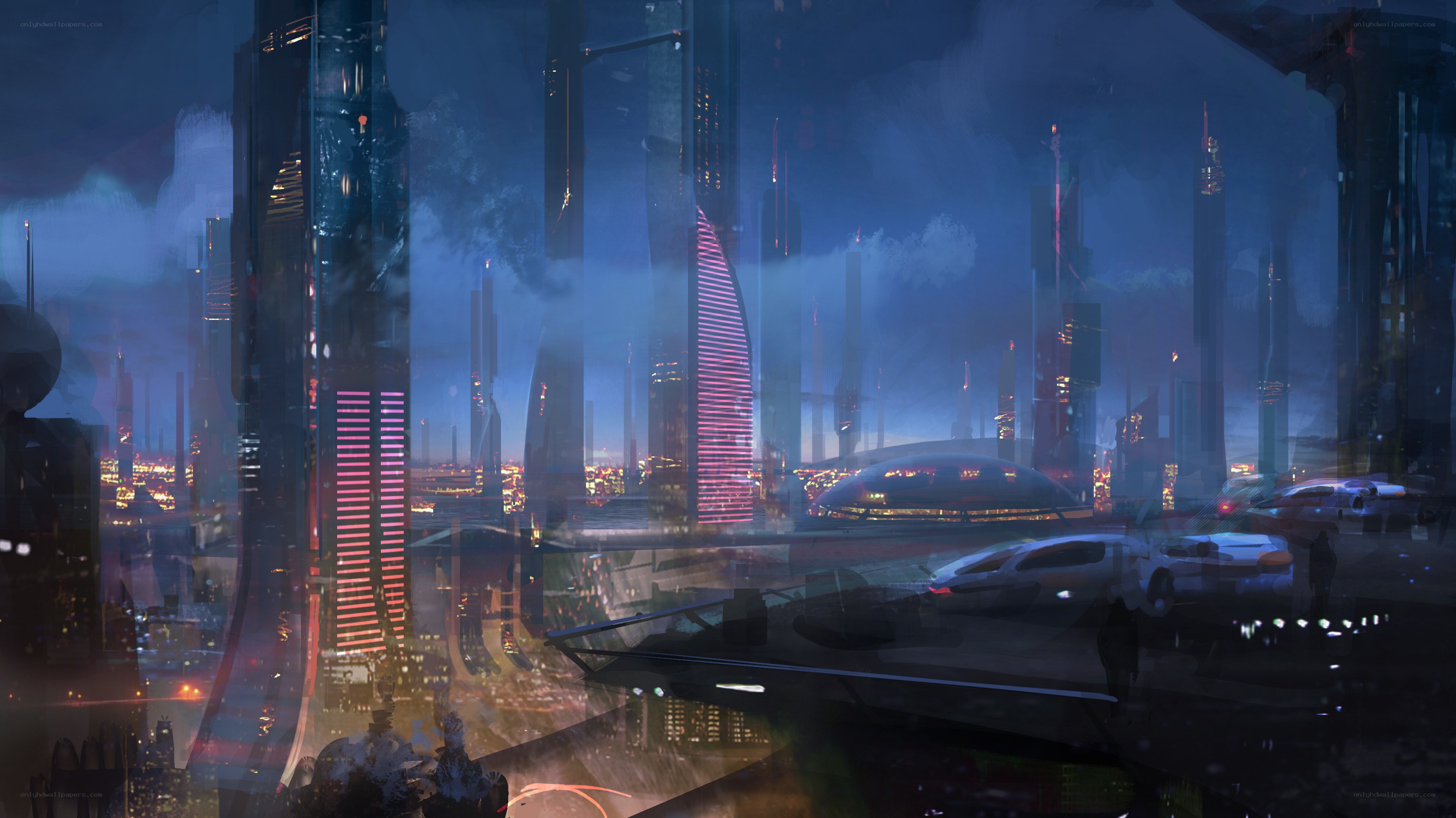 futuristic cityscape at night