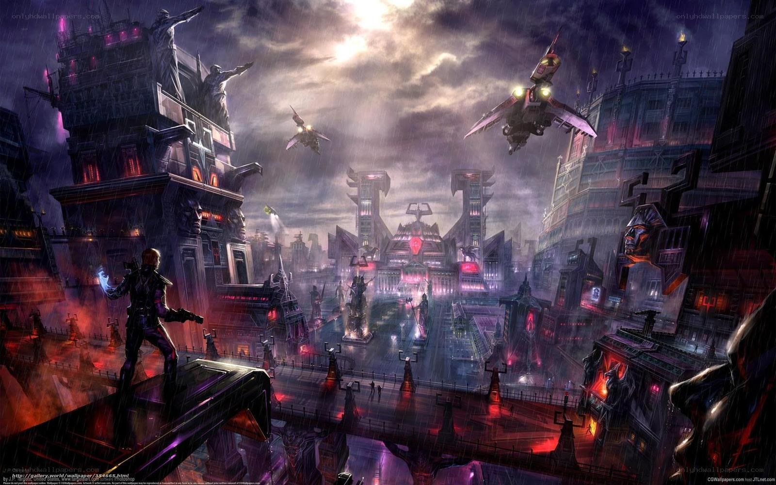 futuristic cityscape at night