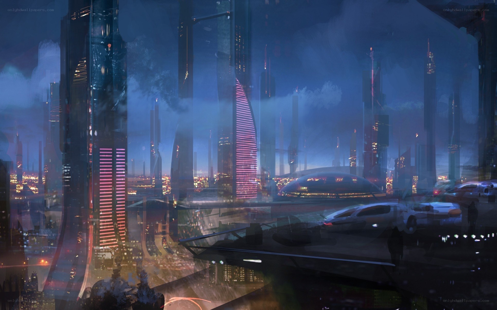futuristic cityscape at night