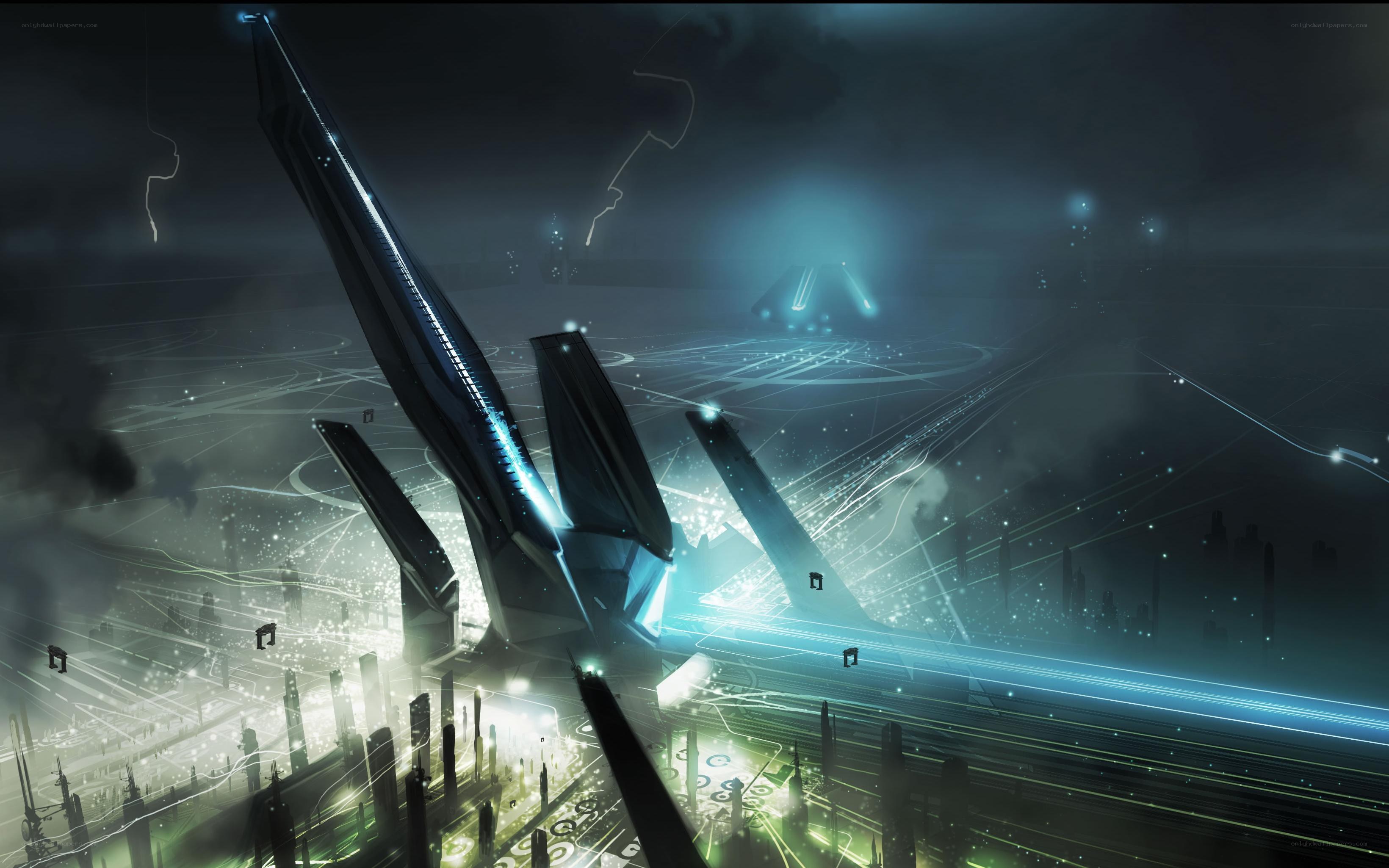 futuristic cityscape at night
