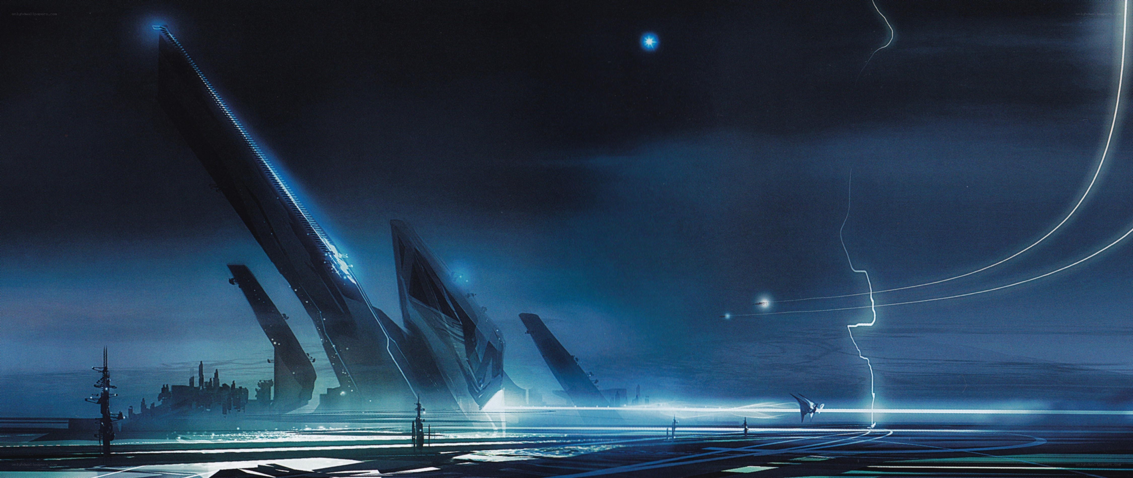 futuristic cityscape at night