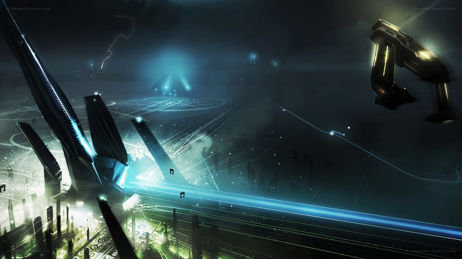 futuristic cityscape at night