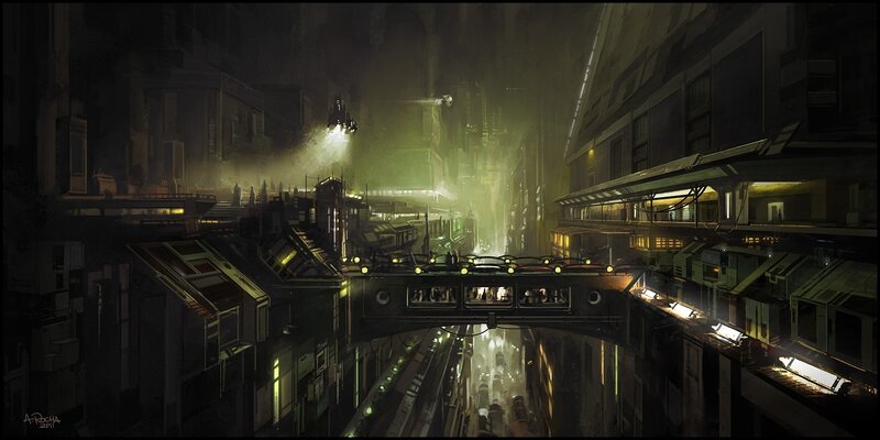 futuristic cityscape at night