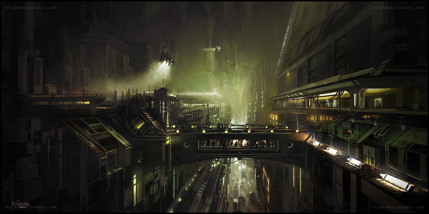 futuristic cityscape at night