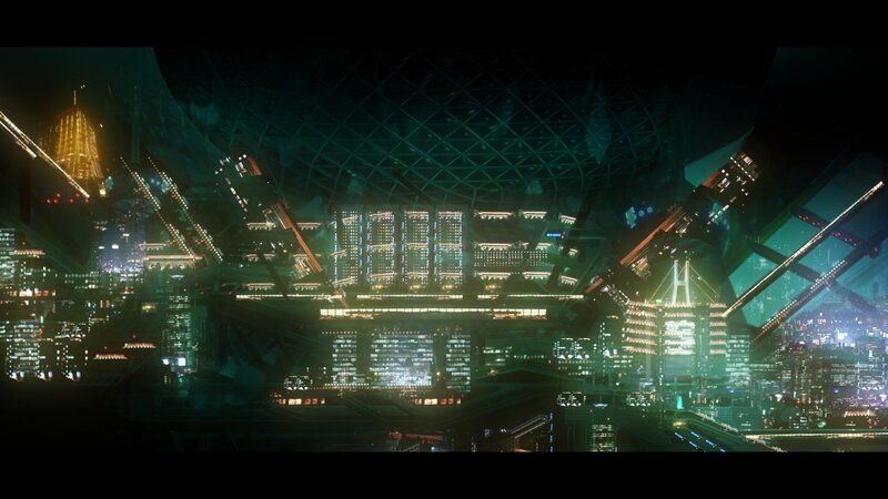 futuristic cityscape at night