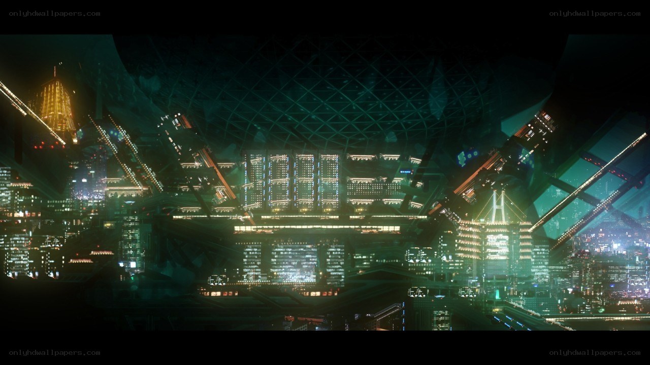 futuristic cityscape at night